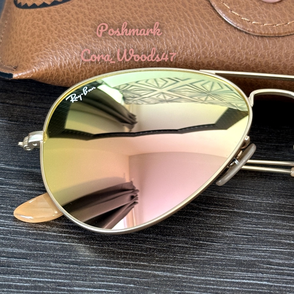 Ray Ban Aviator Copper Pink Flash Lenses RB3025 Gold Frame 58 / 62 Unisex New - Picture 4 of 16